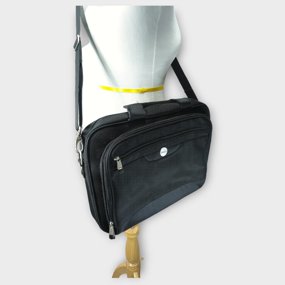 Dell Logo Black Nylon Laptop Travel Bag Adjustable Strap W16.5" x H13" x D 4.5" - Picture 3 of 7